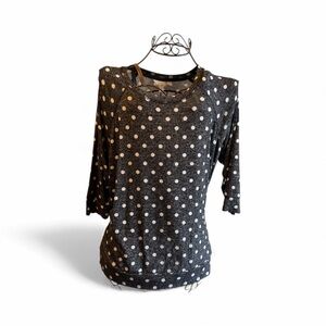 Market & Spruce Black and White Polka Dot Long Sleeve Top- Size 2XL